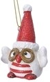 Glob Striped owl w santa hat, Decoris, 6x4.5x9 cm, teracota, rosu/alb