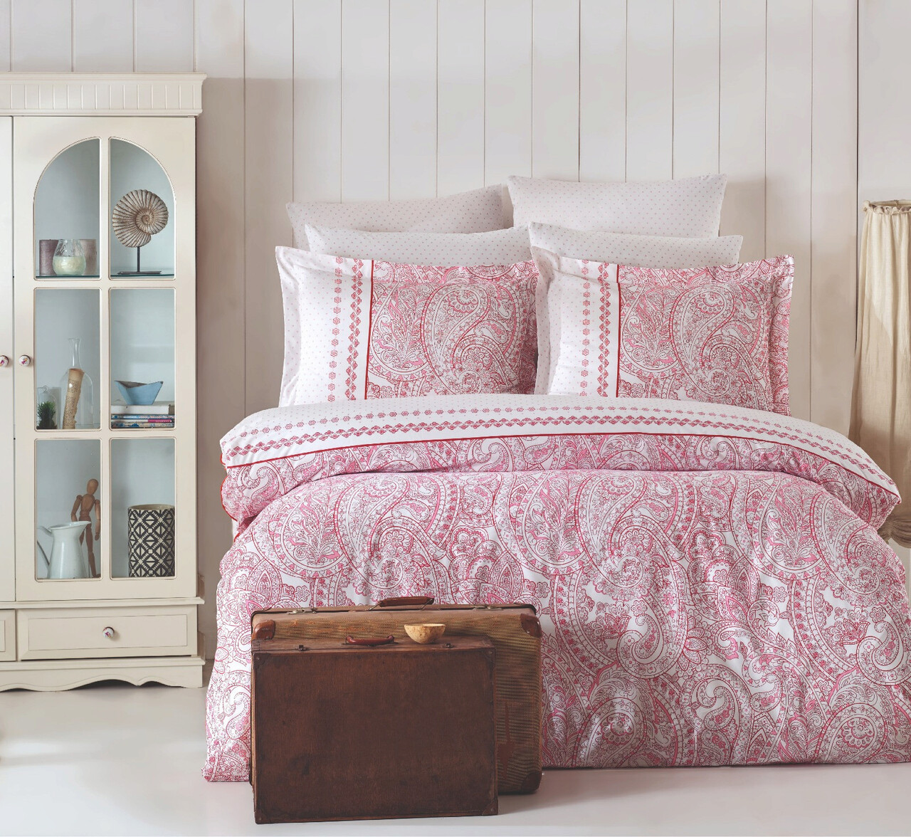 Lenjerie de pat dubla, Paisley - Pink, Pearl Home, Bumbac Ranforce