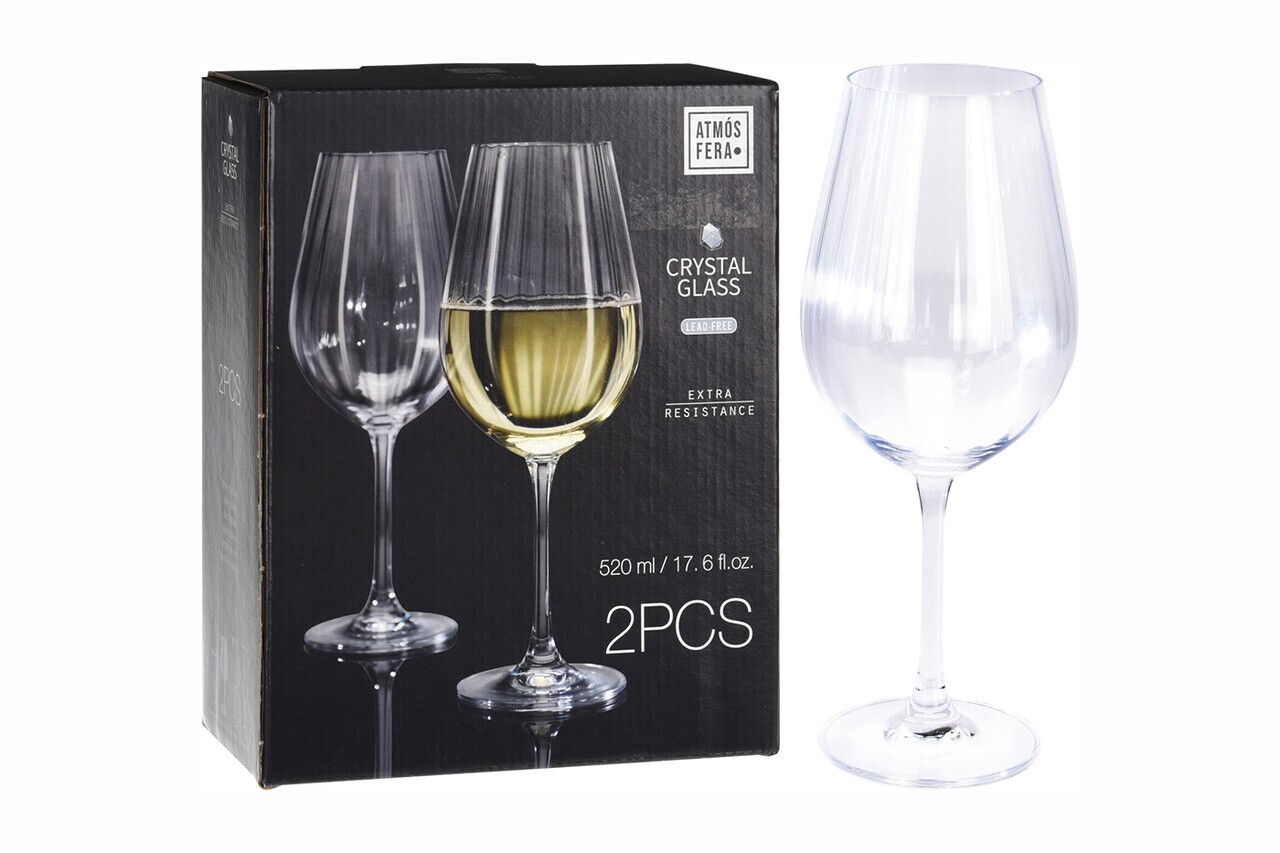 Set 2 pahare pentru vin Crystalline, 520 ml, sticla cristal