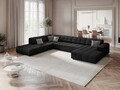 Coltar panoramic stanga 7 locuri, Jennifer-140, Micadoni Home, 364x262x70 cm, tesatura chenille din poliester, negru