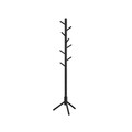 Cuier cu 8 agatatori Tree, Vasagle, inaltime ajustabila, 47x47x175 cm, max 20 kg, lemn masiv de arbore de cauciuc, negru