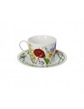 Set 2 cesti cu farfurie pentru ceai Fiori Di Campo, Brandani, 150 ml, portelan New Bone China