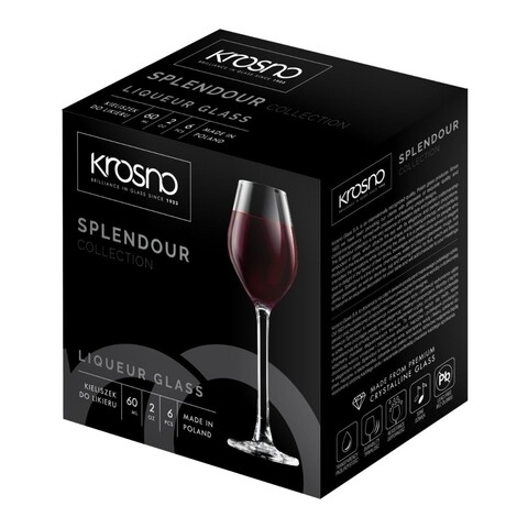 Set 6 pahare lichior, Krosno Splendour, sticla, 60 ml