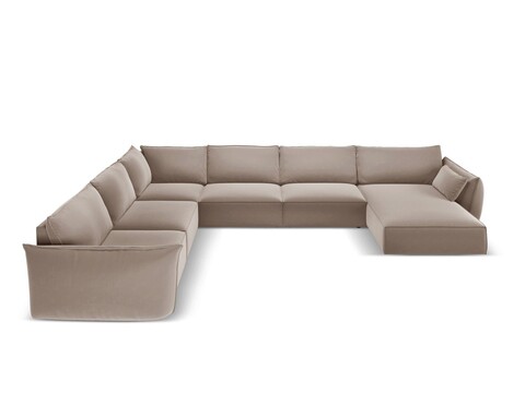 Coltar panoramic stanga 8 locuri, Kaelle, Micadoni Home, BL, 384x284x85 cm, catifea, cappuccino