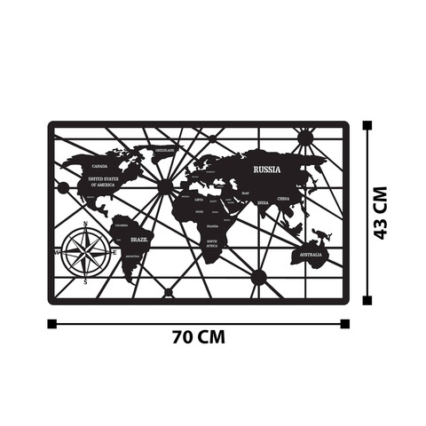 Decoratiune de perete, Muayede, Metal, Dimensiune: 70 x 43 cm, Negru