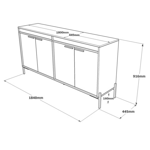 Dulap multifunctional, Locelso, VS5, 184x91.6x44.5 cm, Maro / Gri / Antracit