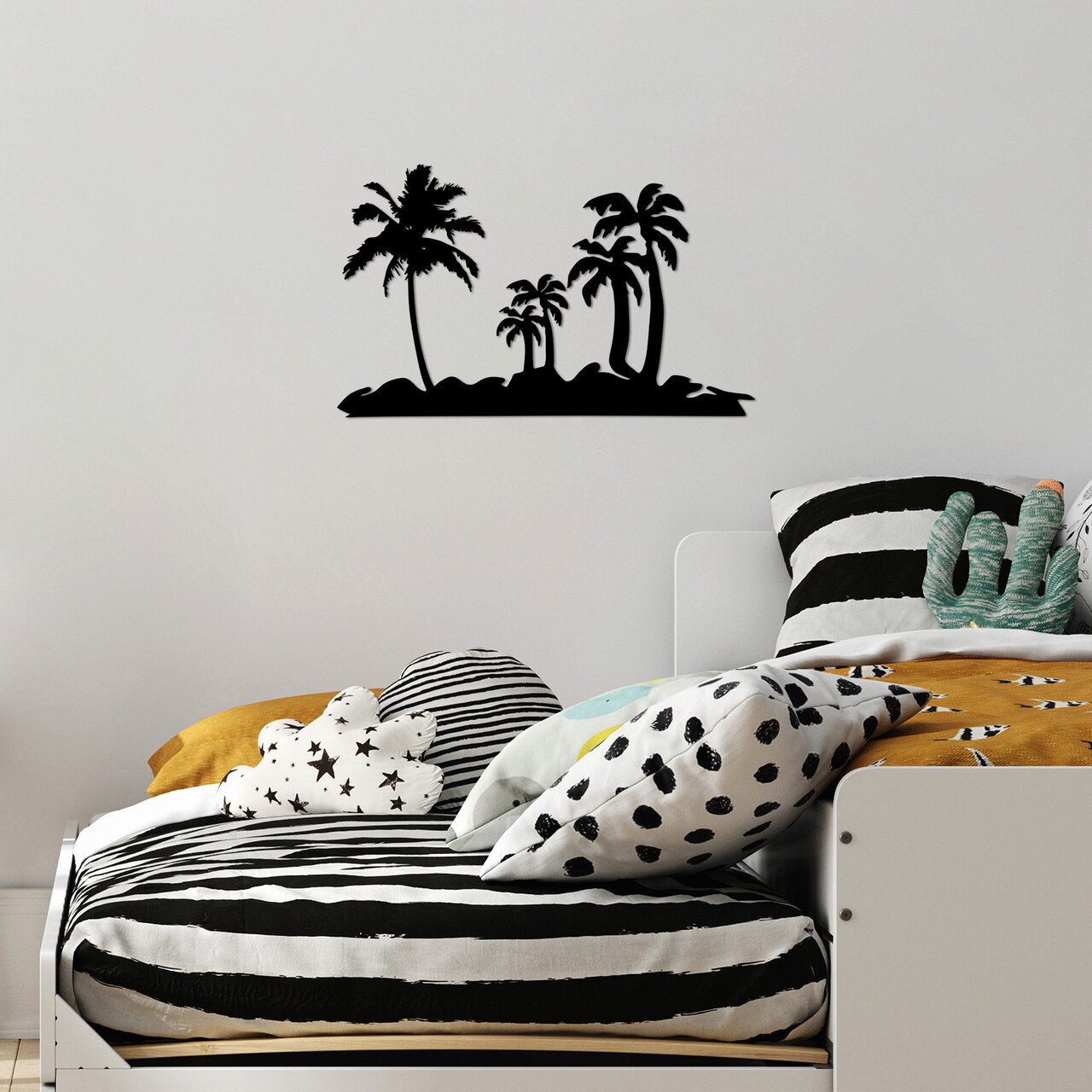 Decoratiune de perete, Palm Trees, Metal, 70 x 42 cm, Negru - 2 | YEO