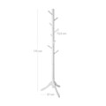 Cuier cu 8 agatatori Tree, Vasagle, inaltime ajustabila, 47x47x175 cm, max 20 kg, lemn masiv de arbore de cauciuc, alb