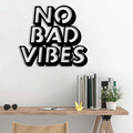 Decoratiune de perete, No Bad Vibes, Metal, Dimensiune: 63 x 1,5 x 55 cm, Negru