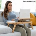 Masuta pliabila pentru laptop din bambus, Lapwood InnovaGoods, inaltime reglabila, 53.5x34 cm