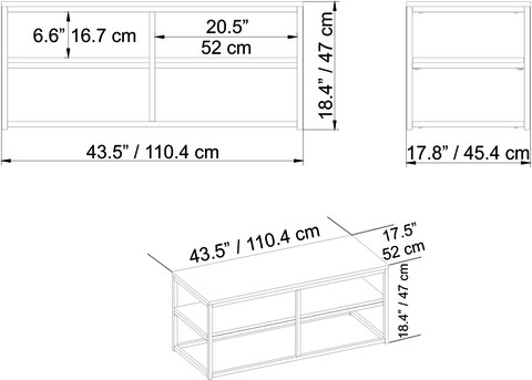 Masuta de cafea, Hadley, Forteaus, 110.4x47x52 cm, Nuc / Negru