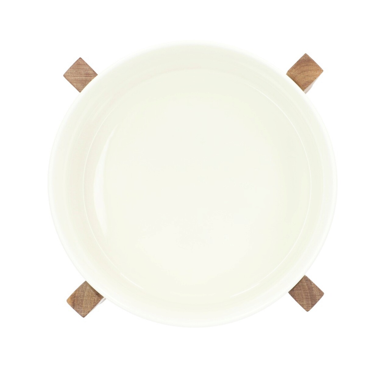 Bol salata Fincan, Homla, 20x10 cm, ceramica/lemn, alb
