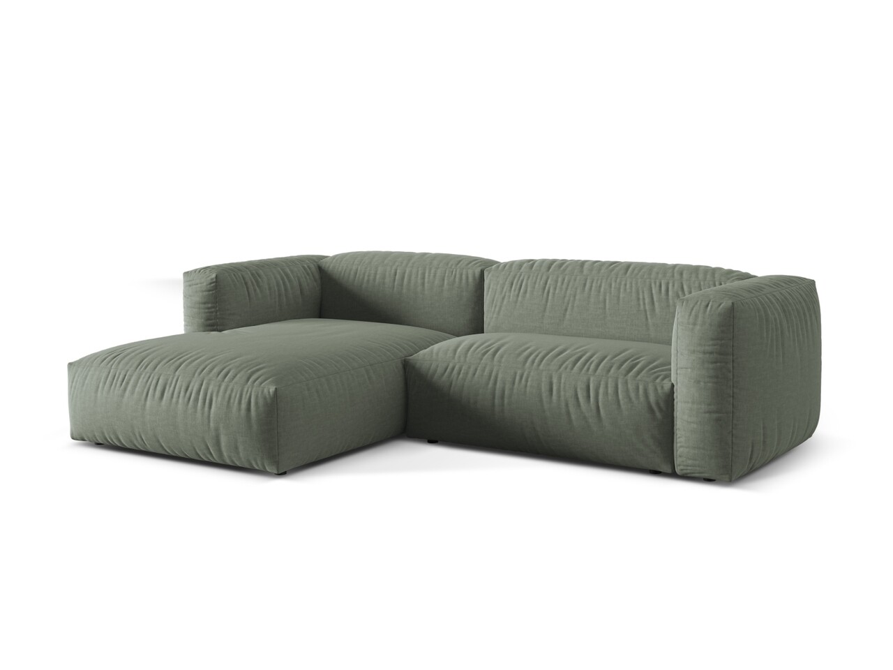 Coltar modular stanga 2 locuri, Martina-169, Micadoni Home, 283x176x75 cm, tesatura structurata catifelata, verde muschi - 1 | YEO