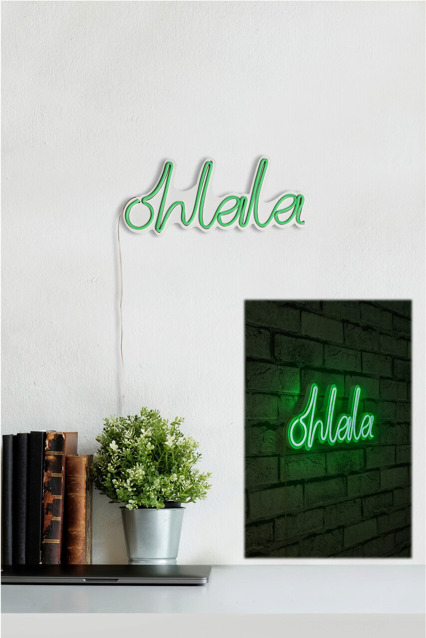 Decoratiune luminoasa LED, Oh La La, Benzi flexibile de neon, DC 12 V, Verde - 1 | YEO