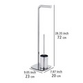 Suport hartie igienica si perie pentru toaleta, Wenko, Iria, 23 x 20 x 72 cm, inox, gri