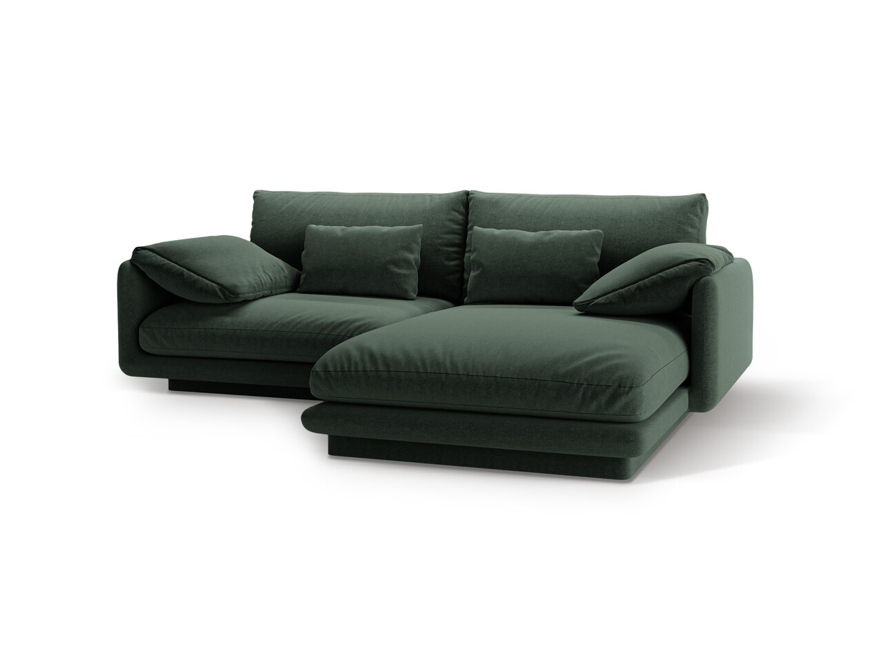 Coltar dreapta 3 locuri, Torino-211, Micadoni Home, 220x170x83 cm, tesatura structurata chenille, verde muschi - 1 | YEO