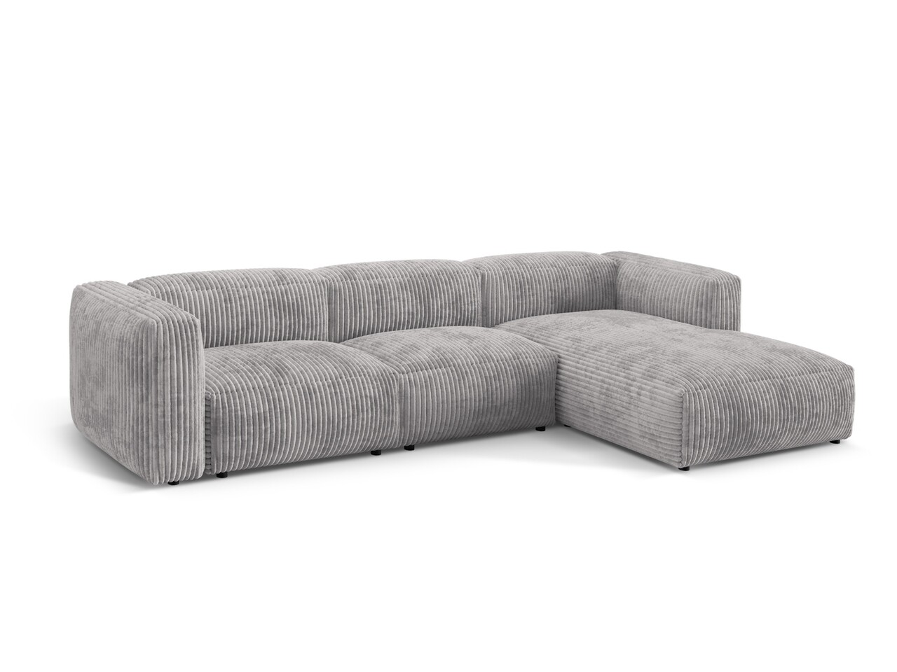 Coltar modular dreapta 3 locuri, Martina-212, Micadoni Home, 332x176x75 cm, velur, gri deschis - 1 | YEO