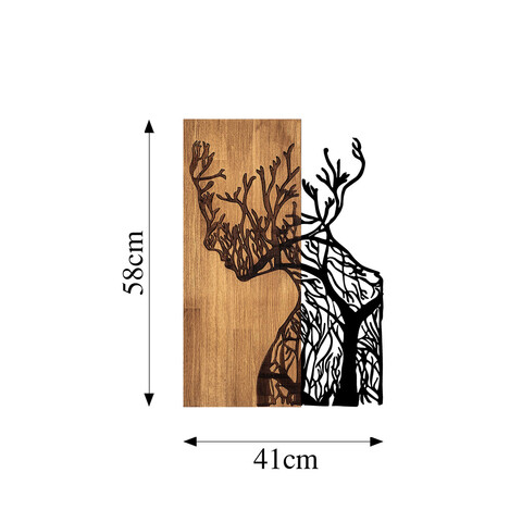Decoratiune de perete, Tree Woman, 50% lemn/50% metal, Dimensiune: 41 x 3 x 58 cm, Nuc negru