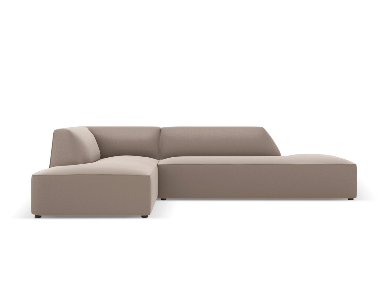 Coltar modular stanga 4 locuri, Ruby, Micadoni Home, BL, fara cotiera, 273x180x69 cm, piele ecologica, maro deschis