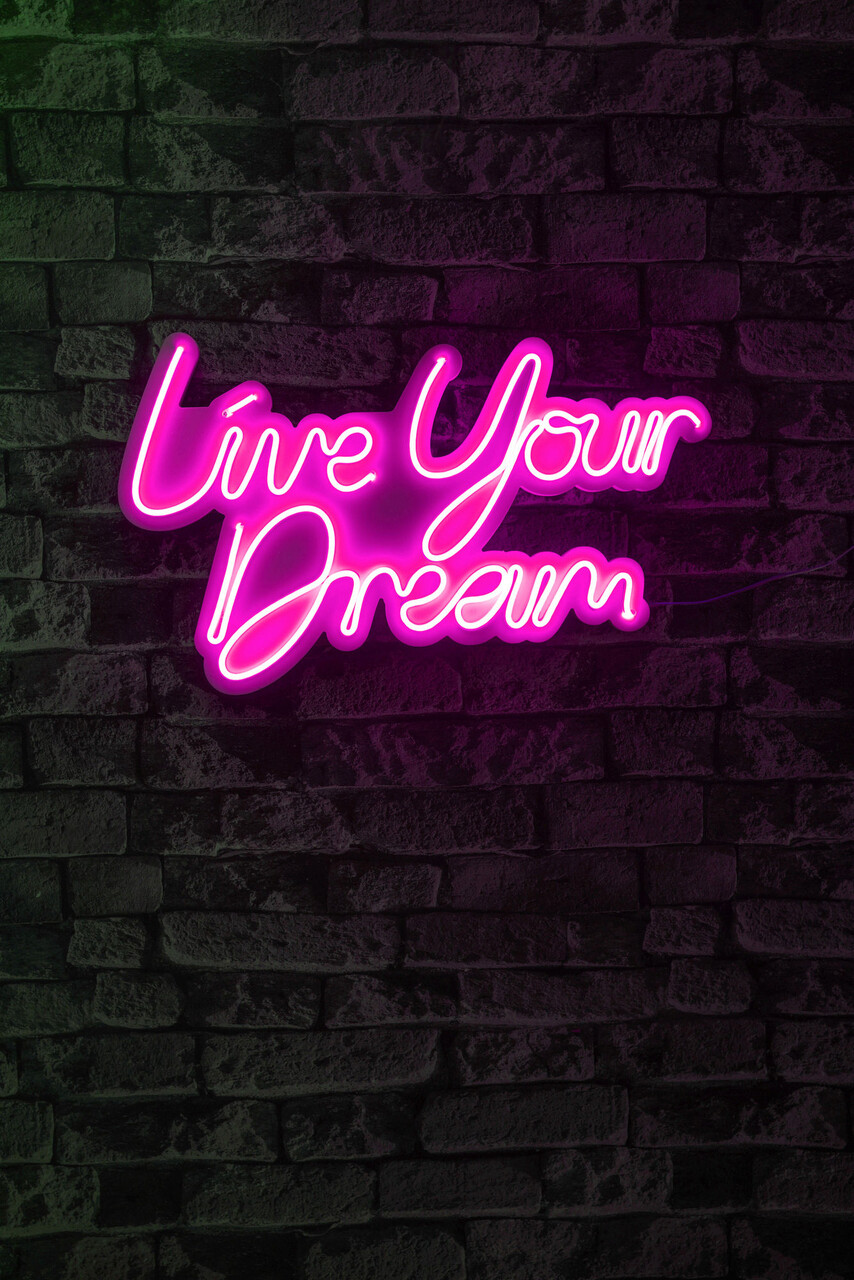 Decoratiune luminoasa LED, Live Your Dream, Benzi flexibile de neon, DC 12 V, Roz - 1 | YEO