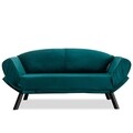 Canapea extensibila Genzo, Futon, 2 locuri, 177x81x87 cm, metal, petrol blue