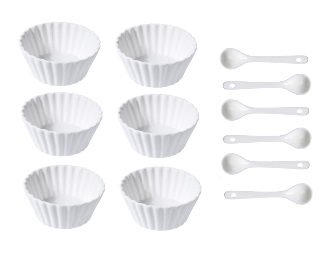 Set servire aperitive 12 piese Round v2, 4x9 cm, portelan, alb