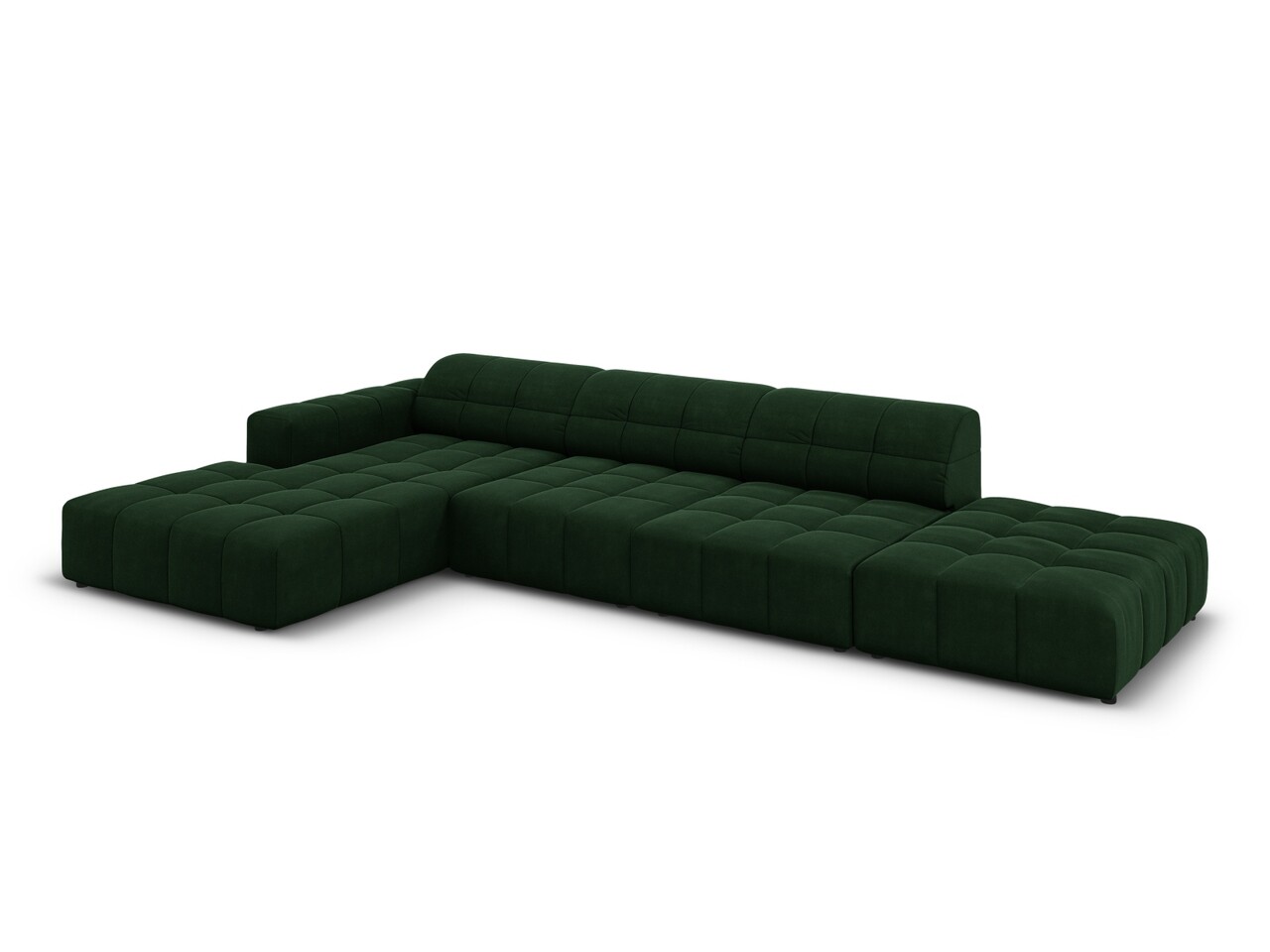 Coltar stanga 5 locuri, Jennifer-51, Micadoni Home, 341x166x70 cm, catifea, verde bottle - 1 | YEO