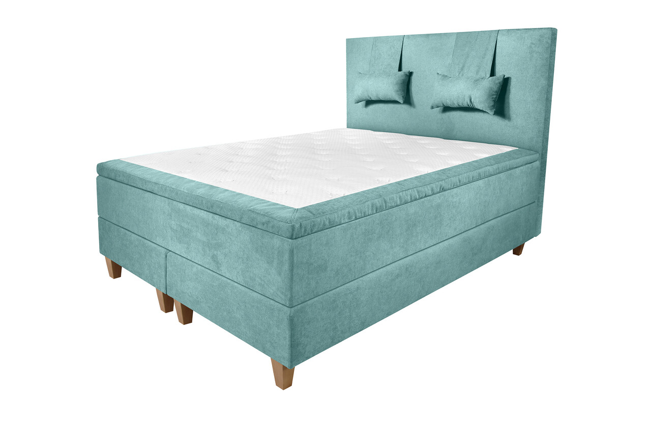 Pat matrimonial, Stockholm, Classic E, 140x200 cm, saltea tip Pocket, topper memory, Mint - 1 | YEO