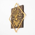 Decoratiune de perete, Life Begins After Coffee, 50% lemn/50% metal, Dimensiune: 54 x 54 cm, Nuc / Aur