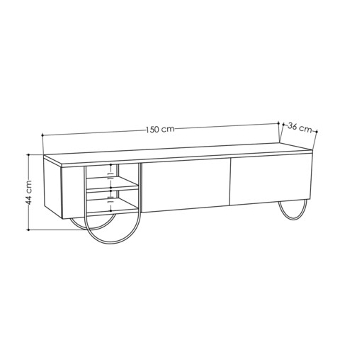 Comoda TV, Homitis, Norfolk, 150 x 44 x 36 cm, pal melaminat/metal, alb