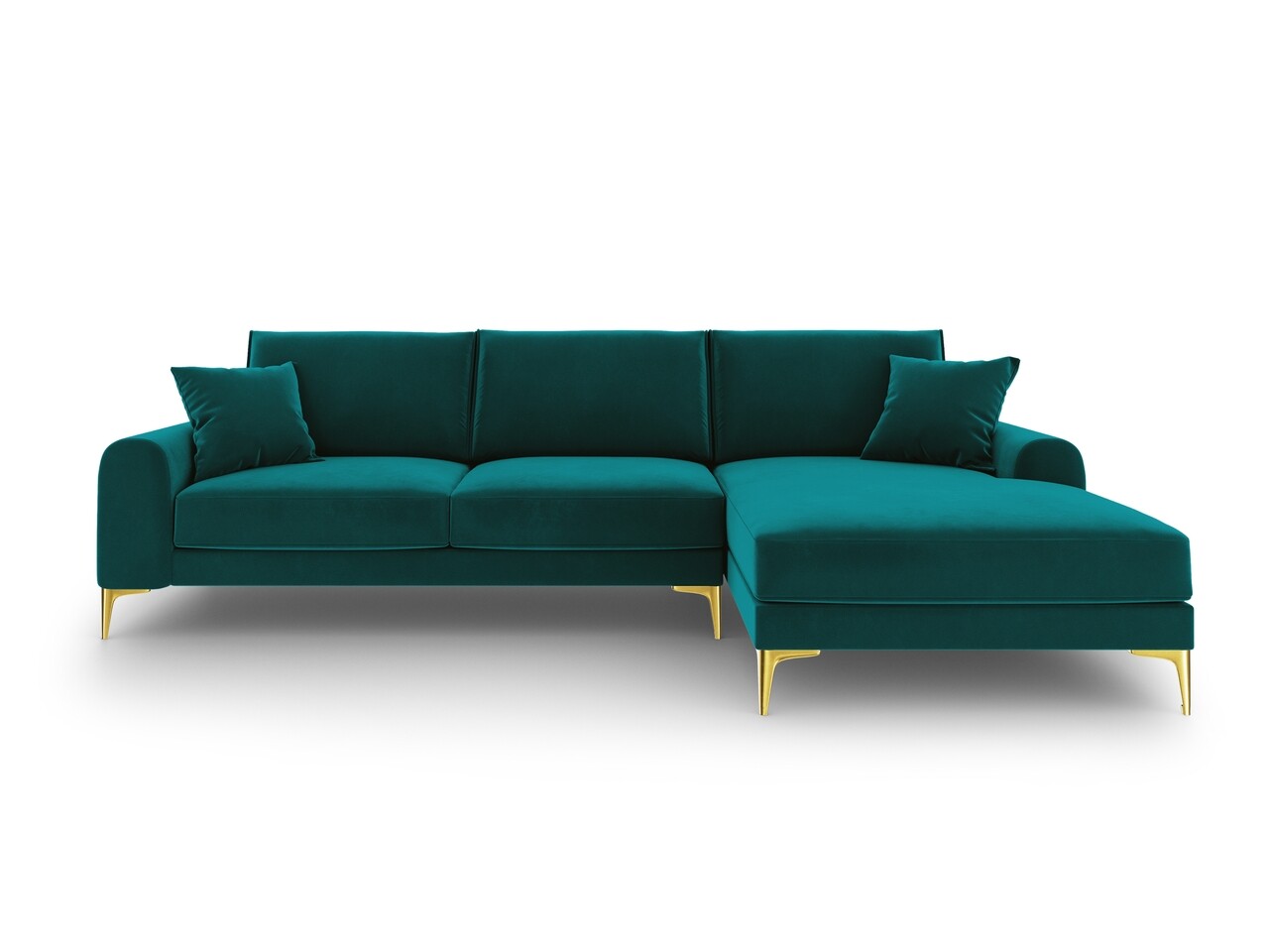 Coltar dreapta, Madara, Mazzini Sofas, 5 locuri, gold legs, 254x182x90 cm, catifea, turcoaz - 1 | YEO