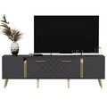 Comoda TV, Olivia, Detas, 150 x 48.2 x 35 cm, pal melaminat, antracit/auriu