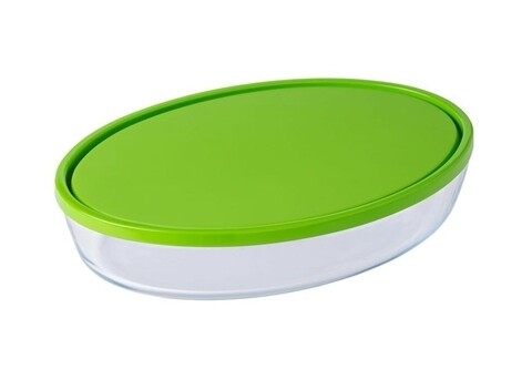 Vas oval cu capac, Pyrex, Cook-Store, 3 L, sticla termorezistenta/plastic