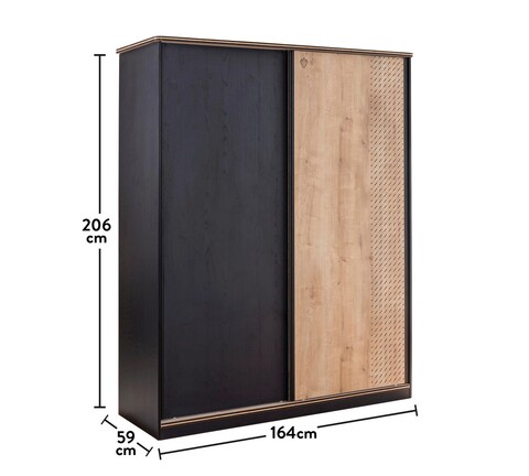 Dulap pentru haine, Çilek, Black Sliding Wardrobe, 164x206x59 cm, Multicolor