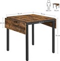 Masa pliabila pentru dining Vasagle, 2-4 persoane, 84.5-120x78x75 cm, PAL/otel, maro rustic