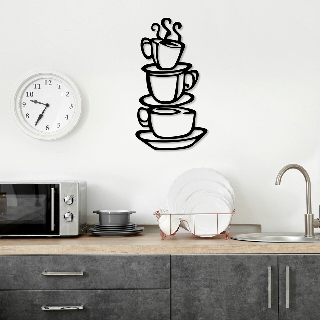 Decoratiune de perete, Coffee, Metal, Dimensiune: 40 x 75 cm, Negru - 1 | YEO