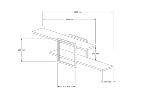 Raft de perete, Asse Home, Mone, 120x30x18 cm, Alb