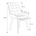 Scaun Colin, Homla, 53x61x88 cm, metal/MDF/catifea din poliester, gri