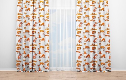 Set 2 draperii Fox, Oyo Kids, 140x240 cm, poliester, multicolor