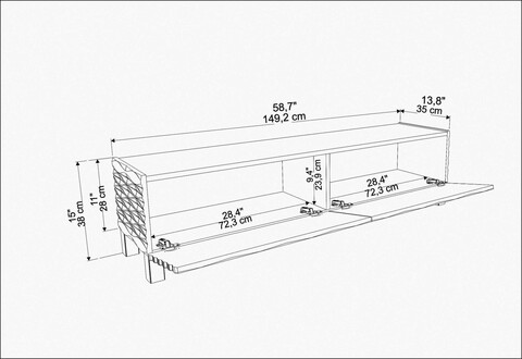 Comoda TV, Retricy, Lerze, 149.2x35x38 cm, PAL, Alb