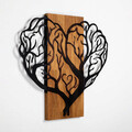 Decoratiune de perete, Brain Tree, 50% lemn/50% metal, Dimensiune: 58 x 62 cm, Nuc / Negru