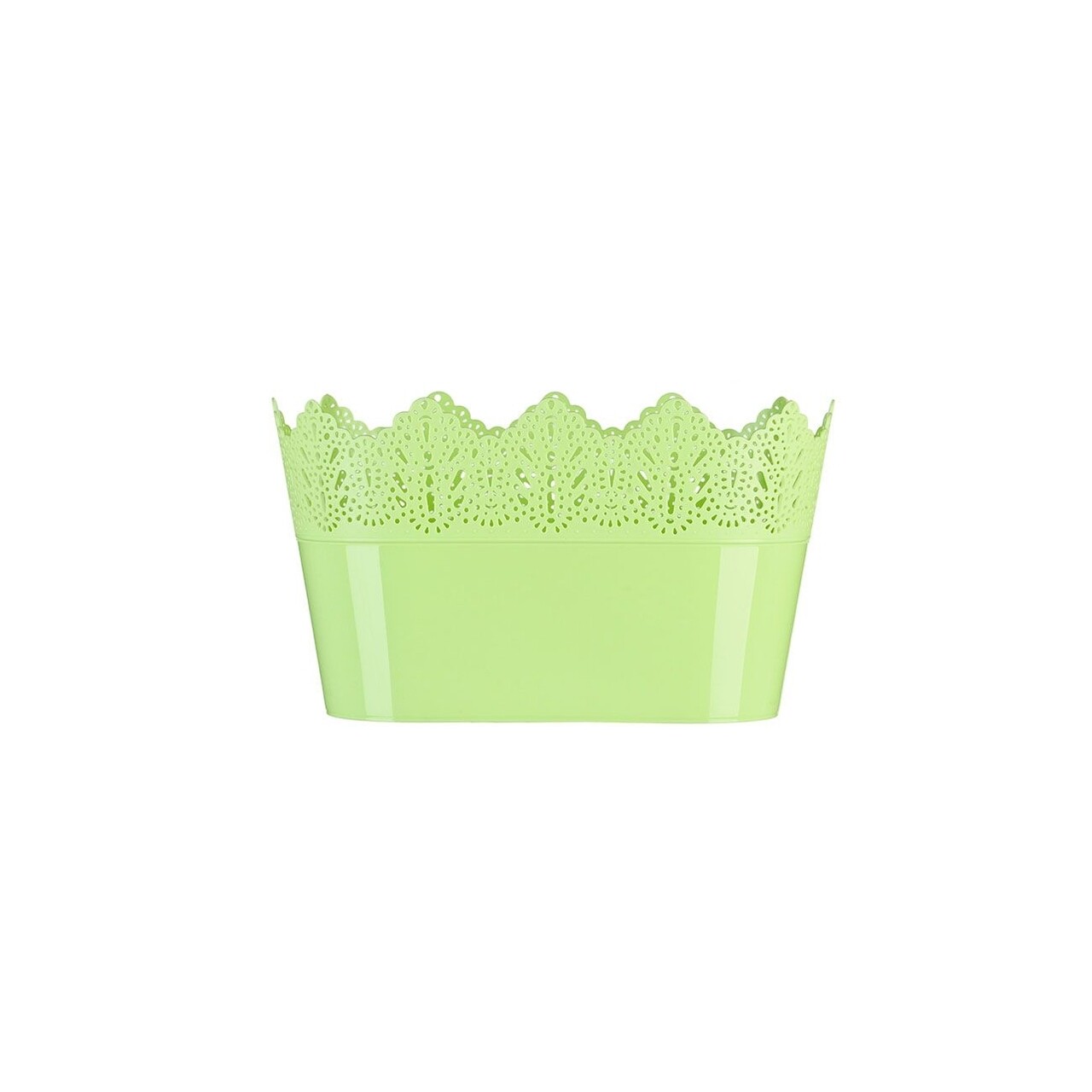 Jardiniera Koronka dantelata, plastic, 27x15x16 cm, verde