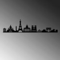 Decoratiune de perete, Paris Skyline, Metal, Dimensiune: 120 x 29 cm, Negru