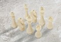 Set 8 decoratiuni piesa de sah Chess Quarzy, Mauro Ferretti, 4.4x4.4x9.2 cm/ 4.5x4.5x10.3 cm, polirasina, alb/auriu