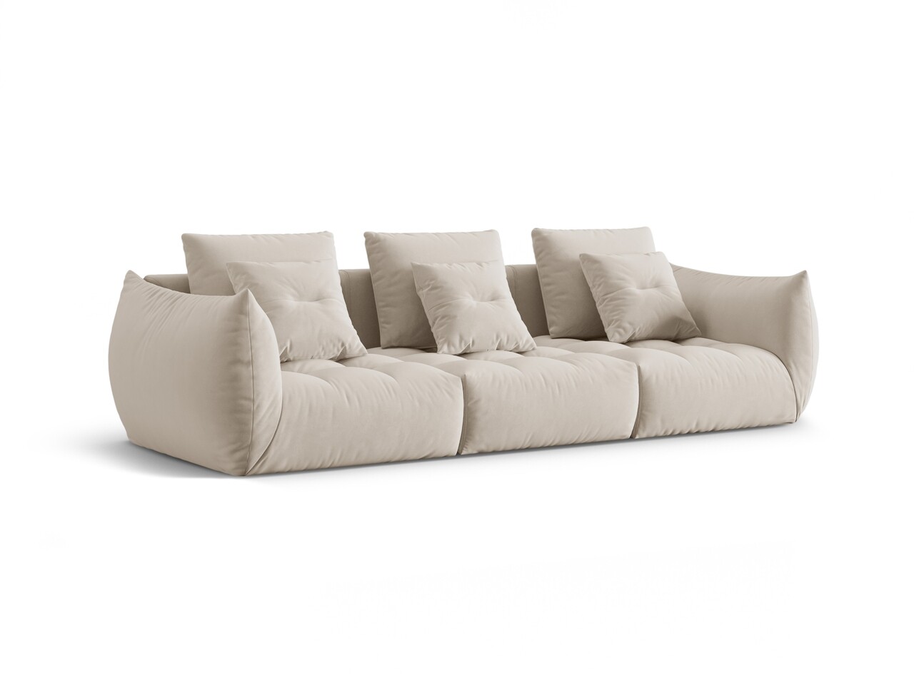 Canapea modulara 4 locuri, Bloom-184, Micadoni Home, 332x106x95 cm, catifea, ecru - 1 | YEO