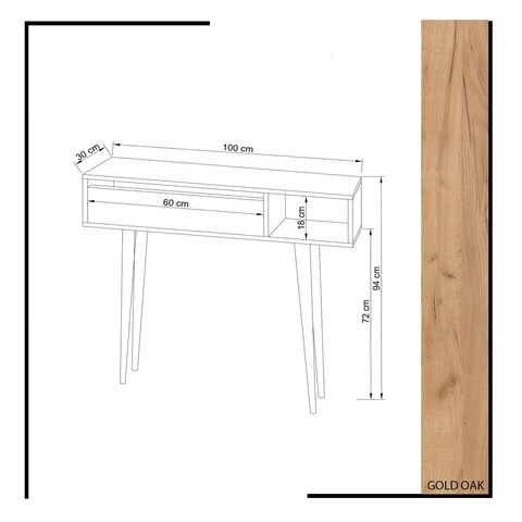 Bufet, Mod Design, ARLET, 100x30x94 cm, Stejar / Galben