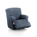 Husa fotoliu cu recliner elastica bi-stretch, Premium Roc, albastru C/3