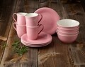 Set mic dejun 12 piese, Like Villeroy & Boch, Color Loop Rose, portelan premium, roz