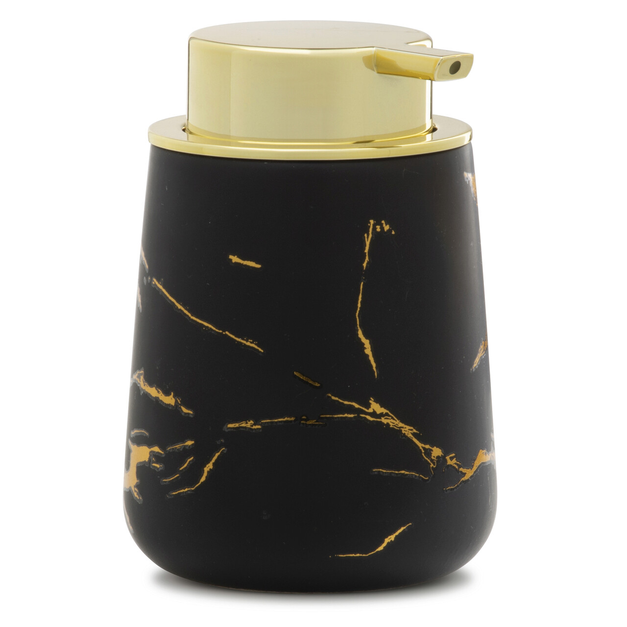 Dozator sapun lichid, Aurum, Jotta, 9x9x13 cm, polirasina, negru/auriu