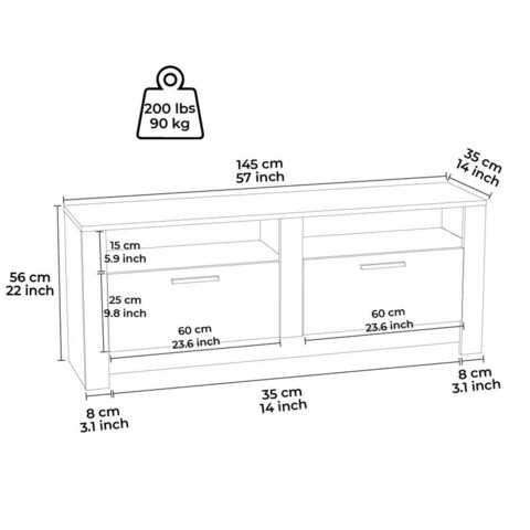 Comoda TV, Minima, Grado, 145.2x56.6x37 cm, Nuc/Alb